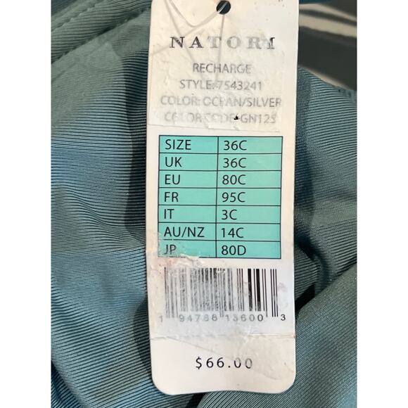 Natori Recharge Bra in Ocean Green Women's Size 36C Style: 7543241 Convertible - Picture 4 of 9